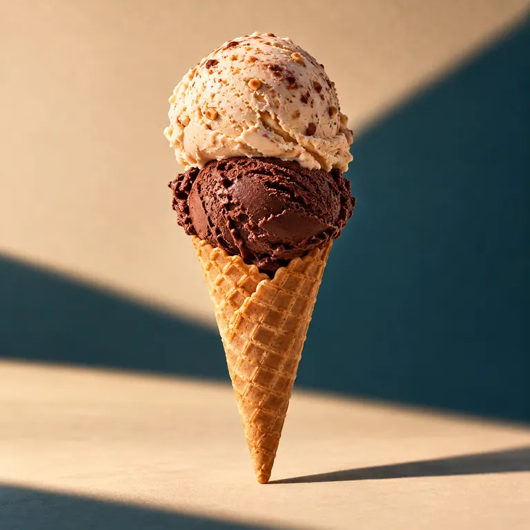 Cucurucho de helado artesano de chocolate y avellana