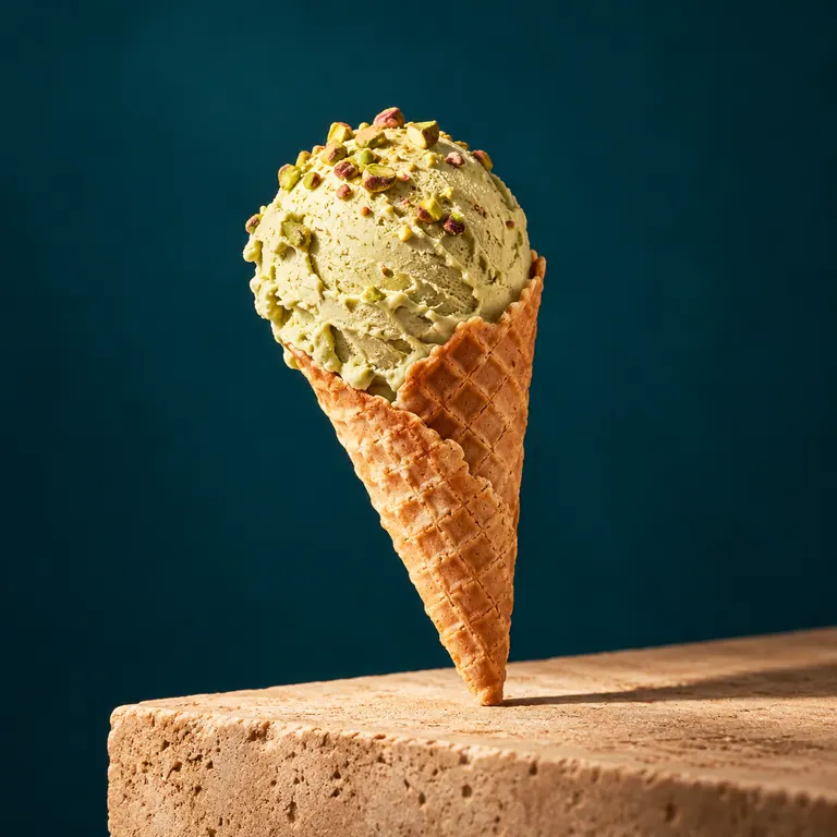 Cucurucho de helado artesano de pistacho